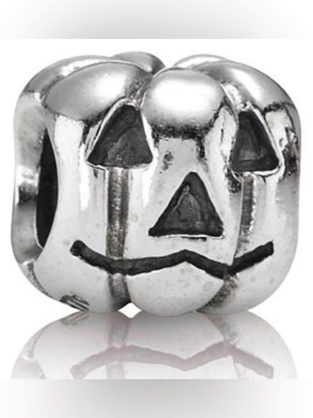 Pandora Silver Pumpkin Jack-O'-Lantern Bead Charm